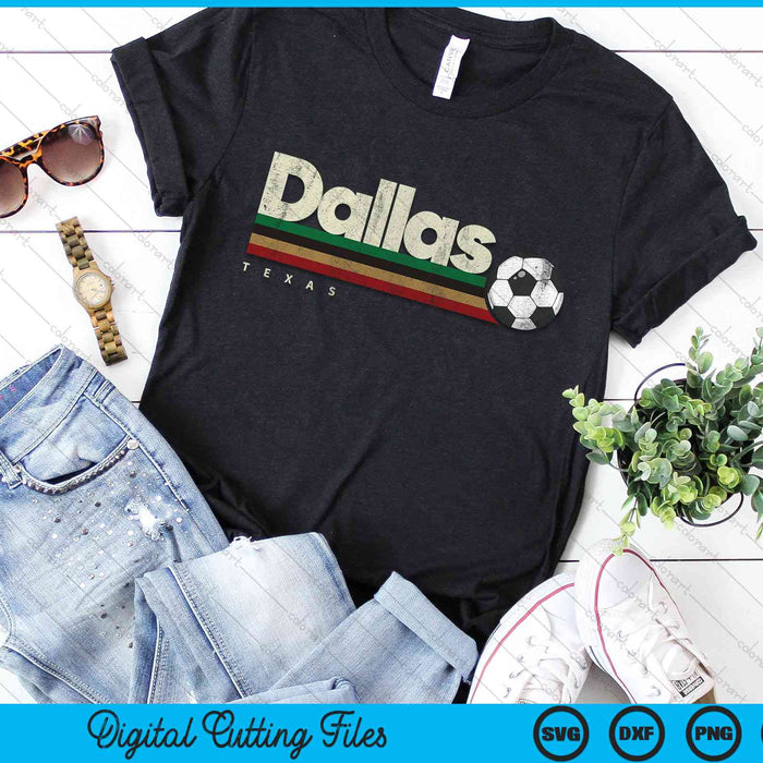 Vintage Soccer Dallas City Soccer Retro Stripes SVG PNG Digital Cutting Files
