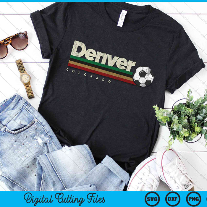 Vintage Soccer Denver City Soccer Retro Stripes SVG PNG Digital Cutting Files