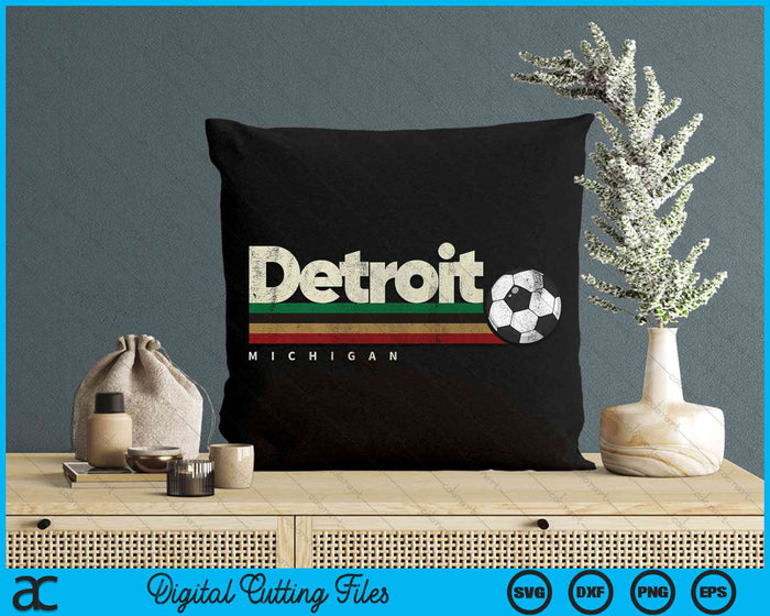 Vintage Soccer Detroit City Soccer Retro Stripes SVG PNG Digital Cutting Files