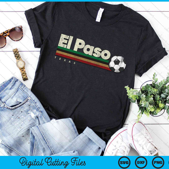 Vintage Soccer El Paso City Soccer Retro Stripes SVG PNG Digital Cutting File