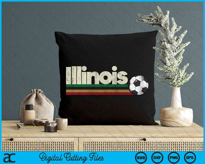 Vintage Soccer Illinois Soccer Retro Stripes SVG PNG Digital Cutting File