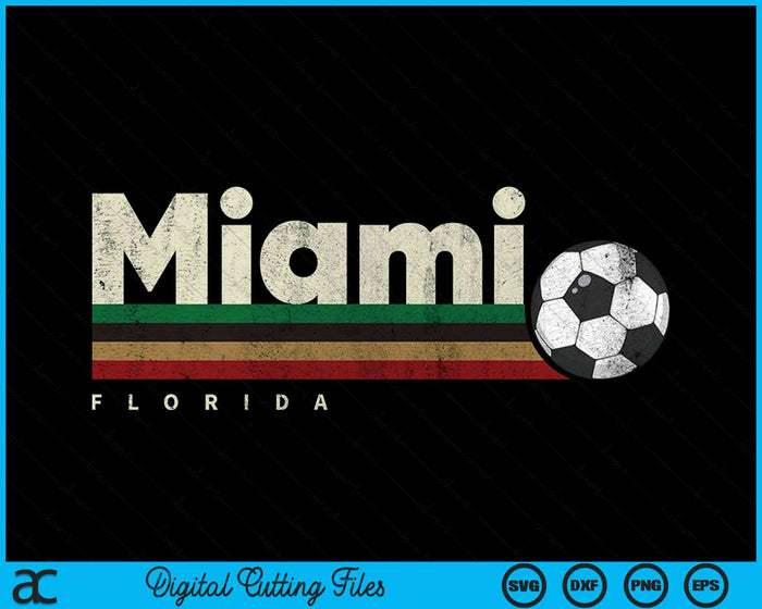 Vintage Soccer Miami City Soccer Retro Stripes SVG PNG Digital Cutting File