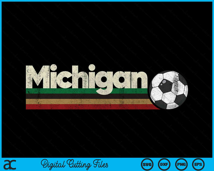 Vintage Soccer Michigan Soccer Retro Stripes SVG PNG Digital Cutting File