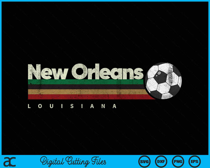 Vintage Soccer New Orleans City Soccer Retro Stripes SVG PNG Digital Cutting File