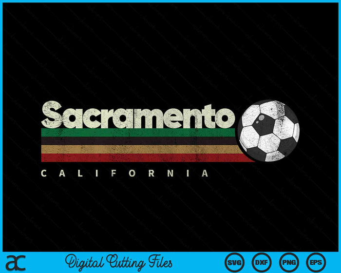 Vintage Soccer Sacramento City Soccer Retro Stripes SVG PNG Digital Cutting File