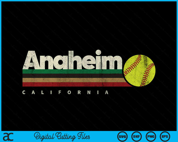 Vintage Softball Anaheim City Softball Retro Stripes SVG PNG Digital Cutting File