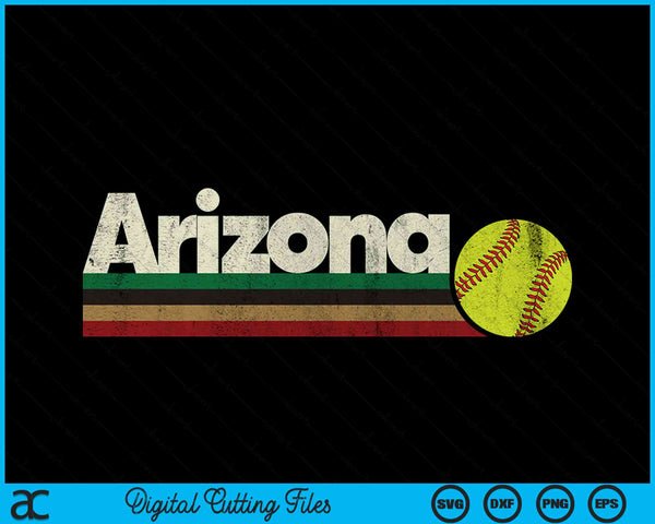 Vintage Softball Arizona Softball Retro Stripes SVG PNG Digital Cutting File