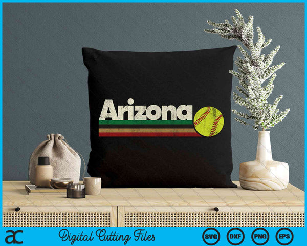 Vintage Softball Arizona Softball Retro Stripes SVG PNG Digital Cutting File