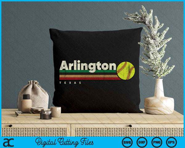 Vintage Softball Arlington City Softball Retro Stripes SVG PNG Digital Cutting File