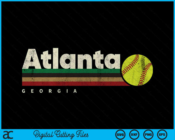 Vintage Softball Atlanta City Softball Retro Stripes SVG PNG Digital Cutting File