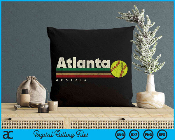 Vintage Softball Atlanta City Softball Retro Stripes SVG PNG Digital Cutting File