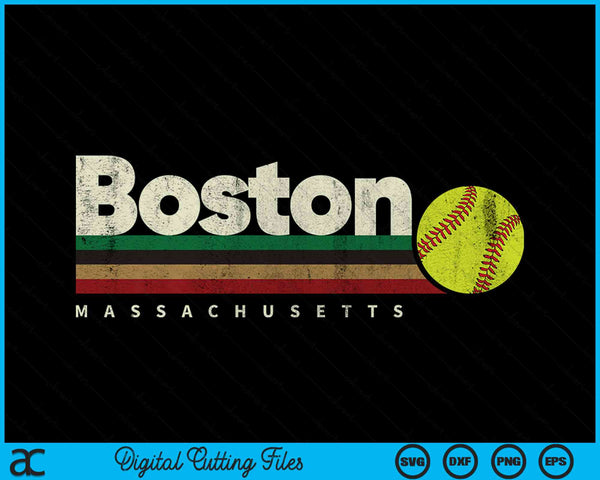 Vintage Softball Boston City Softball Retro Stripes SVG PNG Digital Cutting File