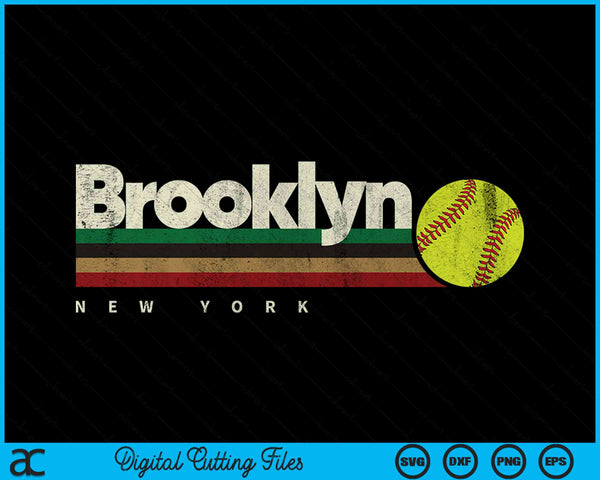Vintage Softball Brooklyn City Softball Retro Stripes SVG PNG Digital Cutting File