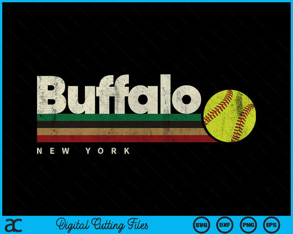 Vintage Softball Buffalo City Softball Retro Stripes SVG PNG Digital Cutting File