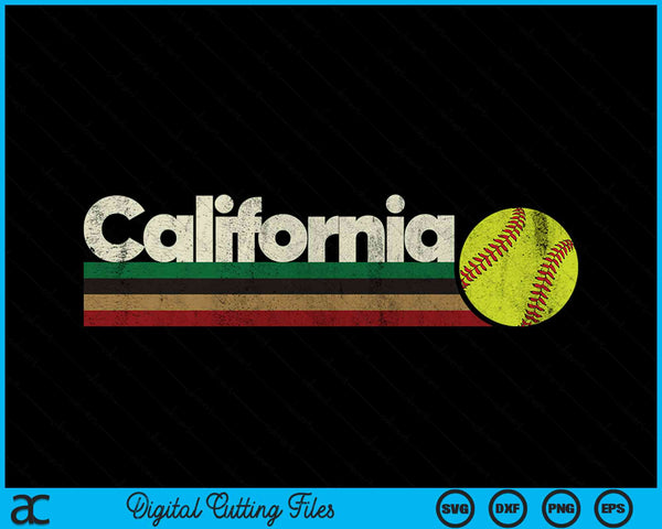 Vintage Softball California Softball Retro Stripes SVG PNG Digital Cutting File