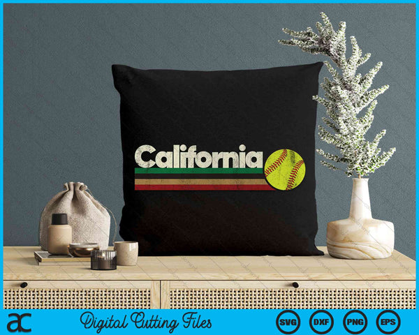Vintage Softball California Softball Retro Stripes SVG PNG Digital Cutting File