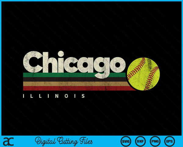 Vintage Softball Chicago City Softball Retro Stripes SVG PNG Digital Cutting File