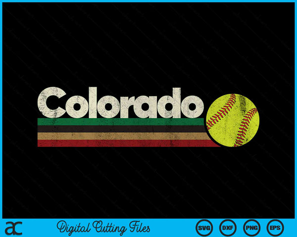 Vintage Softball Colorado Softball Retro Stripes SVG PNG Digital Cutting File
