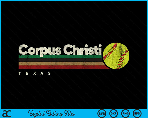Vintage Softball Corpus Christi City Softball Retro Stripes SVG PNG Digital Cutting File