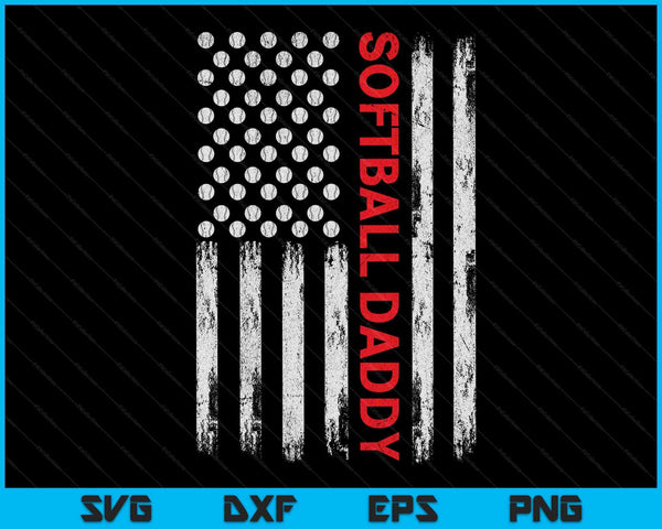 Vintage Softbal Daddy USA vlag SVG PNG digitale afdrukbare bestanden