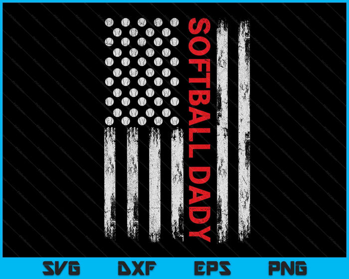 Vintage Softbal Dady USA vlag SVG PNG digitale afdrukbare bestanden