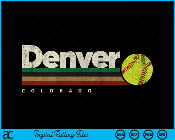 Vintage Softball Denver City Softball Retro Stripes SVG PNG Digital Cutting File