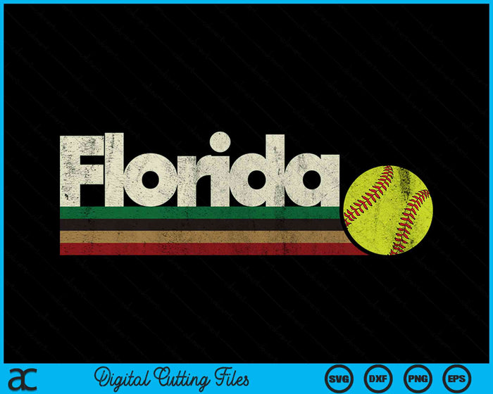 Vintage Softball Florida Softball Retro Stripes SVG PNG Digital Cutting File