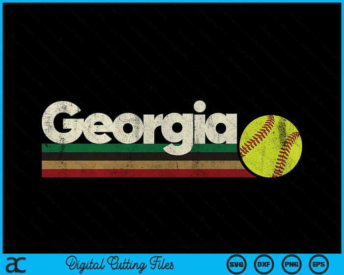 Vintage Softball Georgia Softball Retro Stripes SVG PNG Digital Cutting File