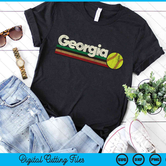 Vintage Softball Georgia Softball Retro Stripes SVG PNG Digital Cutting File