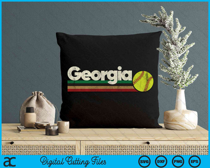 Vintage Softball Georgia Softball Retro Stripes SVG PNG Digital Cutting File