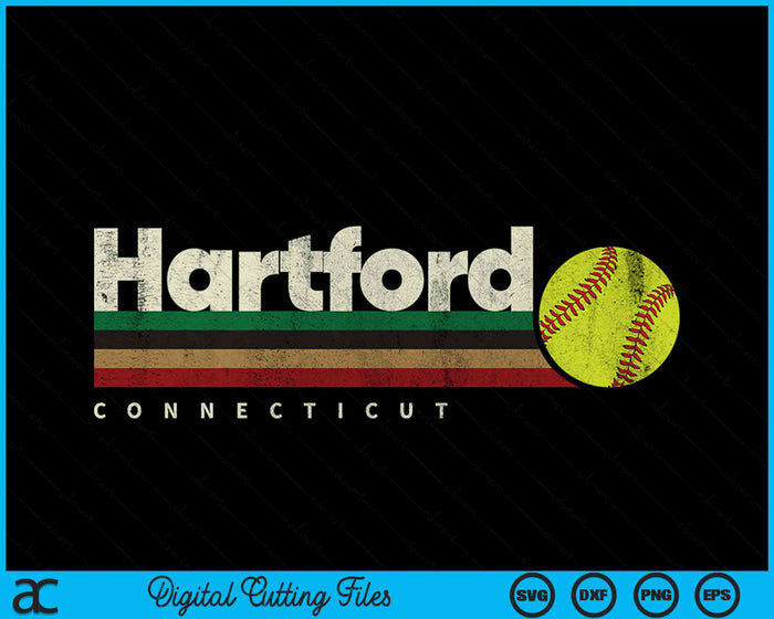 Vintage Softball Hartford City Softball Retro Stripes SVG PNG Digital Cutting File