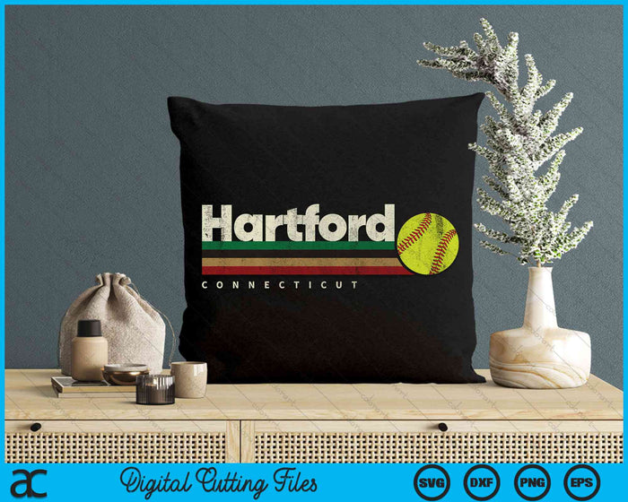 Vintage Softball Hartford City Softball Retro Stripes SVG PNG Digital Cutting File