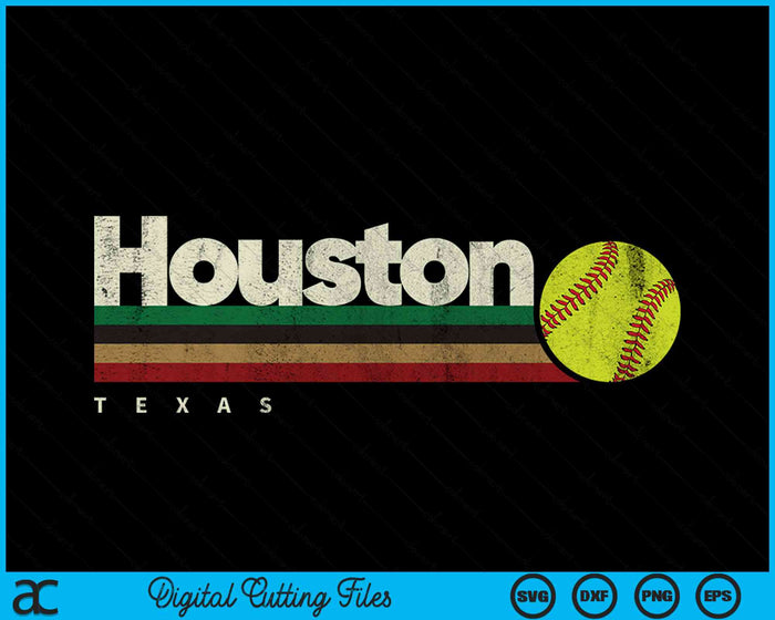 Vintage Softball Houston City Softball Retro Stripes SVG PNG Digital Cutting File