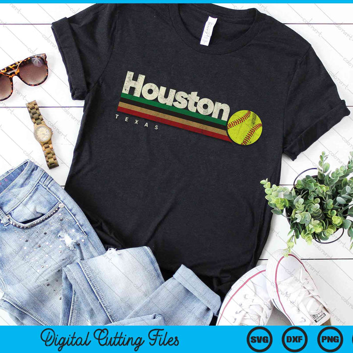 Vintage Softball Houston City Softball Retro Stripes SVG PNG Digital Cutting File
