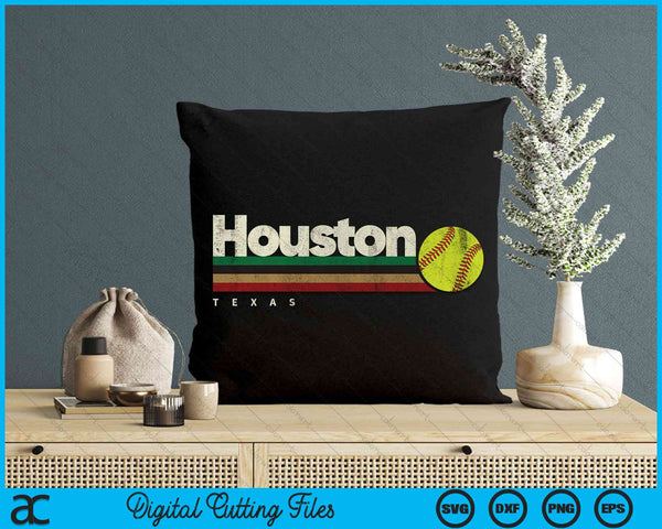 Vintage Softball Houston City Softball Retro Stripes SVG PNG Digital Cutting File