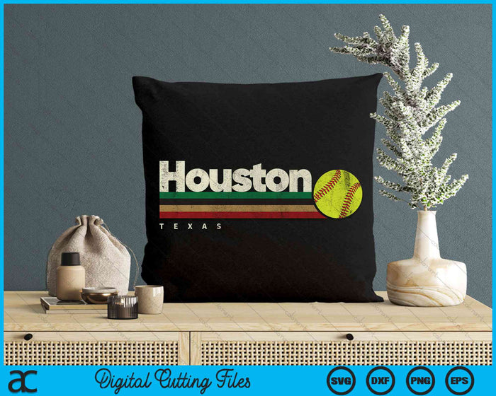 Vintage Softball Houston City Softball Retro Stripes SVG PNG Digital Cutting File