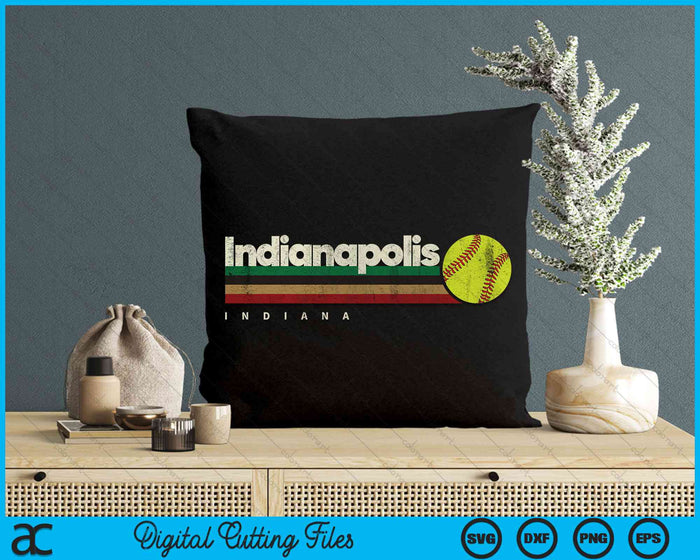 Vintage Softball Indianapolis City Softball Retro Stripes SVG PNG Digital Cutting File