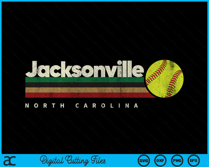 Vintage Softball Jacksonville City Softball Retro Stripes SVG PNG Digital Cutting File