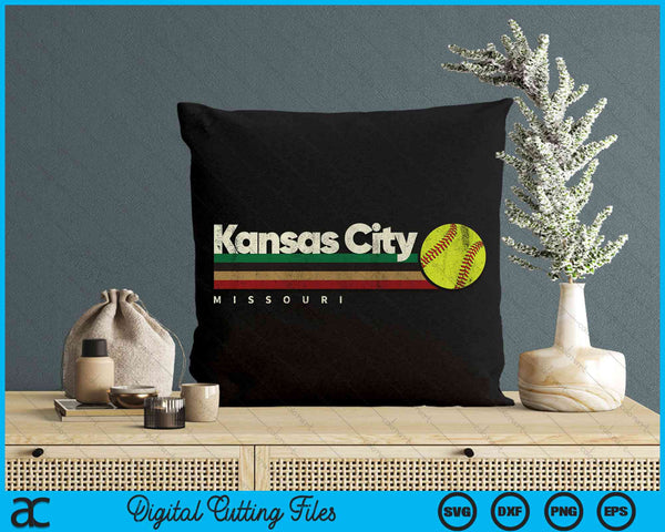 Vintage Softball Kansas City Softball Retro Stripes SVG PNG Digital Cutting File