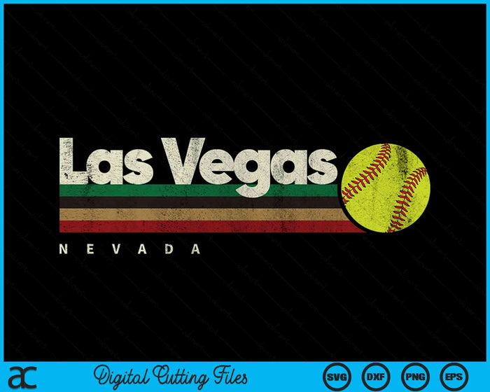 Vintage Softball Las Vegas City Softball Retro Stripes SVG PNG Digital Cutting File