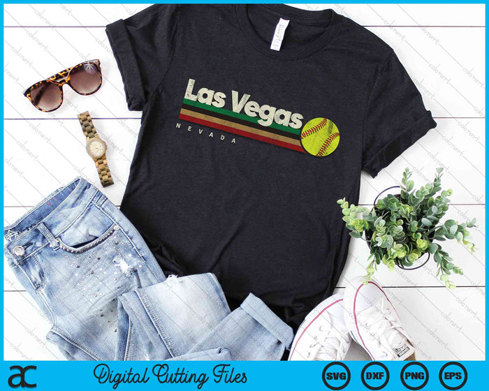 Vintage Softball Las Vegas City Softball Retro Stripes SVG PNG Digital Cutting File