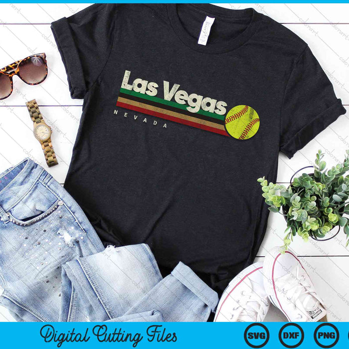Vintage Softball Las Vegas City Softball Retro Stripes SVG PNG Digital Cutting File