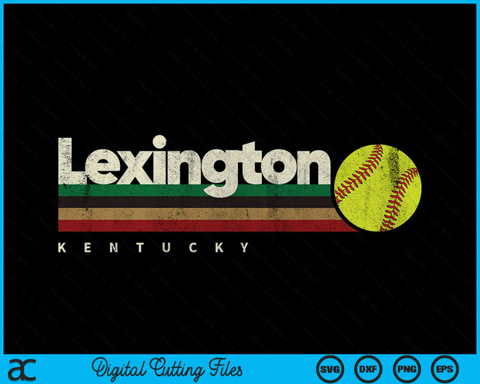 Vintage Softball Lexington City Softball Retro Stripes SVG PNG Digital Cutting File