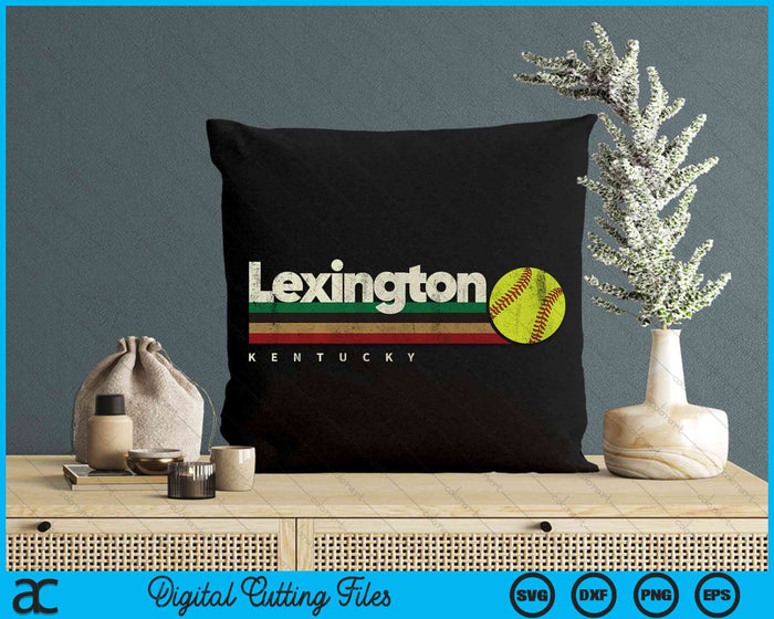 Vintage Softball Lexington City Softball Retro Stripes SVG PNG Digital Cutting File