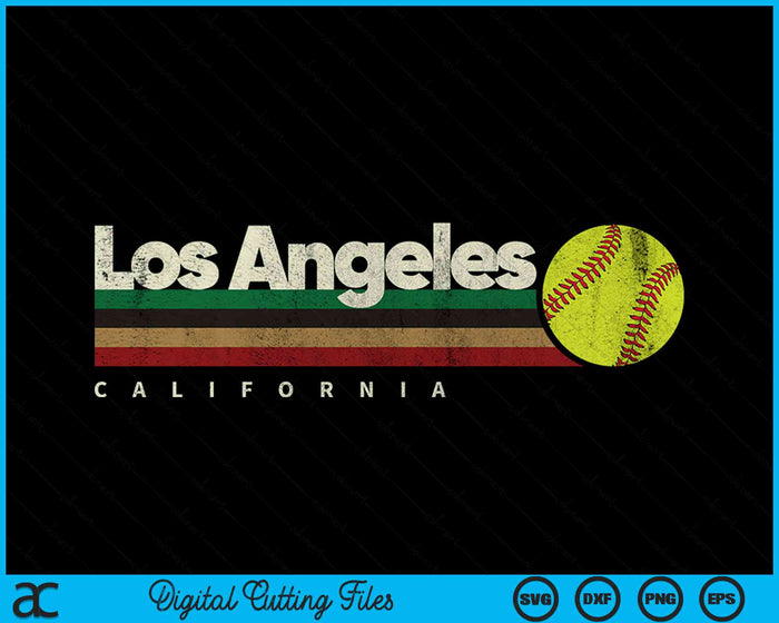 Vintage Softball Los Angeles City Softball Retro Stripes SVG PNG Digital Cutting File