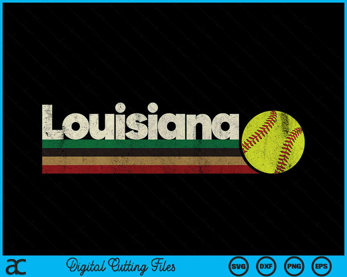 Vintage Softball Louisiana Softball Retro Stripes SVG PNG Digital Cutting File