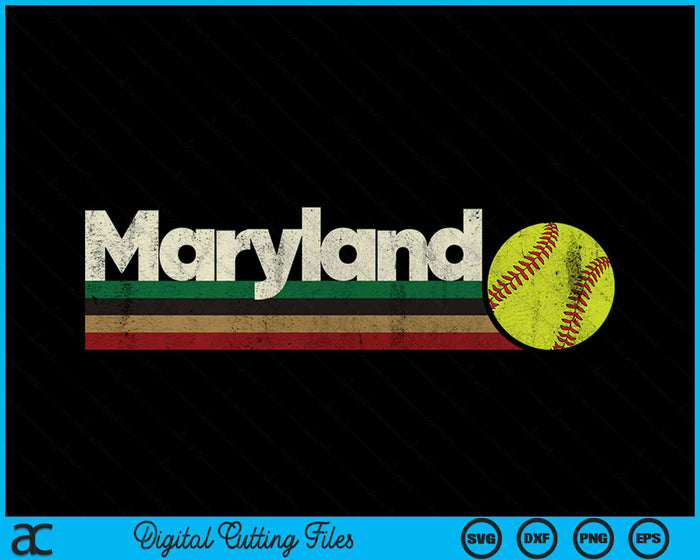 Vintage Softball Maryland Softball Retro Stripes SVG PNG Digital Cutting File