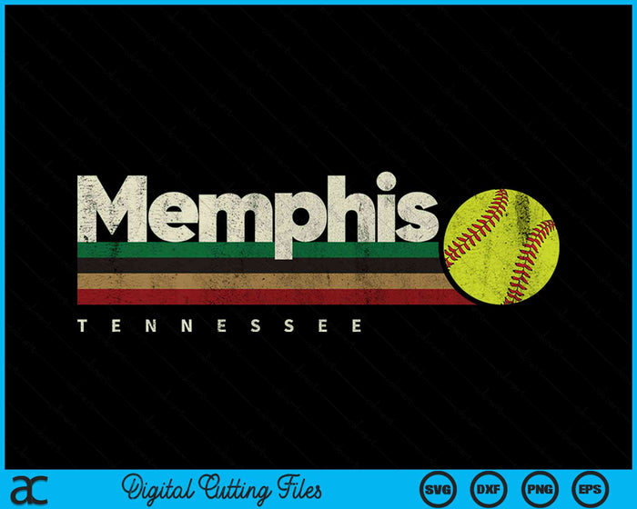 Vintage Softball Memphis City Softball Retro Stripes SVG PNG Digital Cutting File