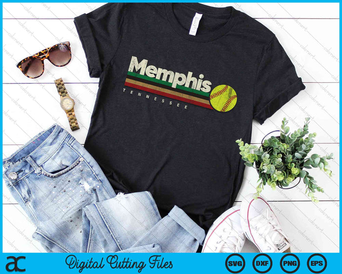 Vintage Softball Memphis City Softball Retro Stripes SVG PNG Digital Cutting File