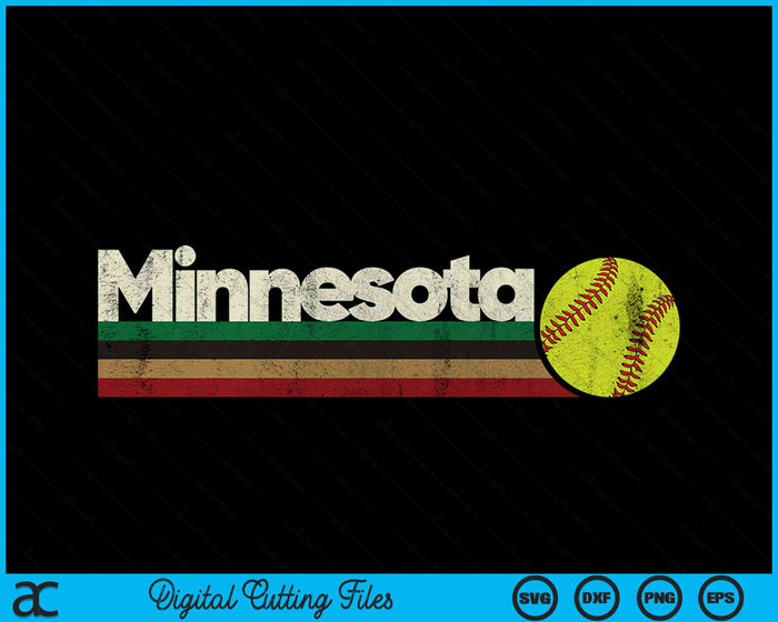 Vintage Softball Minnesota Softball Retro Stripes SVG PNG Digital Cutting Files